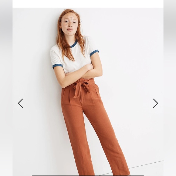 Madewell Pants - NEW • Madewell • Women’s Linen-Blend Paperbag Pants Burnt Orange 10 / 14